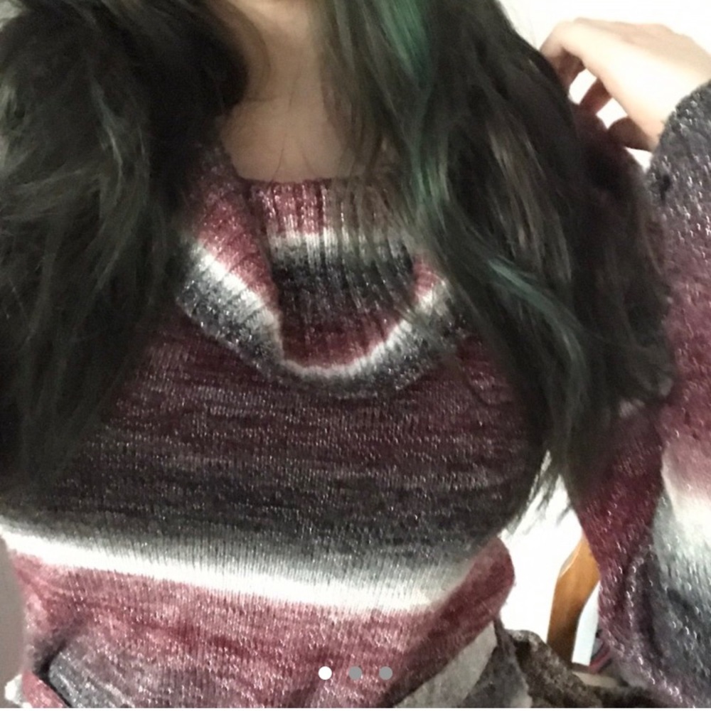 💖 y2k striped sparkly burgundy sweater top 💖